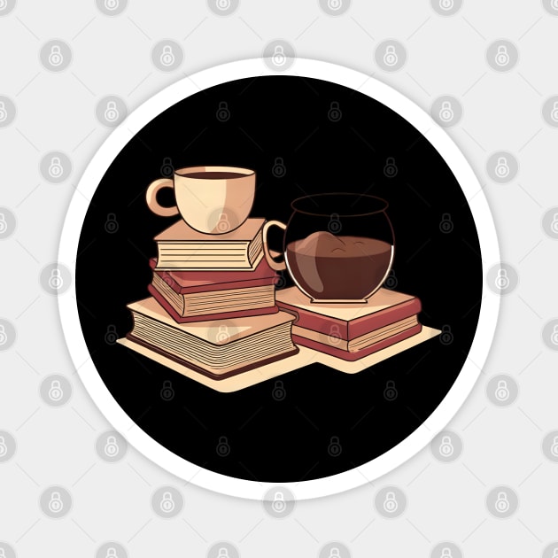 Too Much Coffee Too Many Books Magnet by SR8891